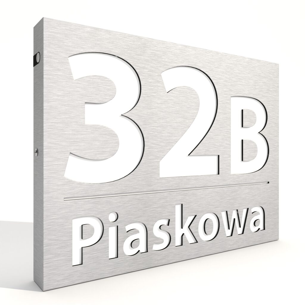Led 40 X 30 Podświetlany numer domu 1RB LED 40 x 30 cm INOX - Cucudo